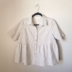White striped button up blouse